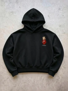 Manfinity Roughcore Sudadera con capucha casual de hombre con estampado de dibujos animados para otoño/invierno - Negro - Ver 6
