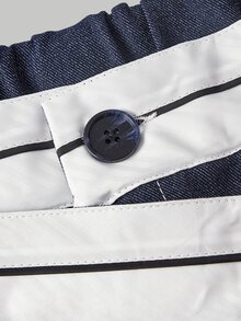 SHEIN MOD 大尺碼深藍色與白色對比腰部不對稱設計西裝褲，優雅通勤長褲，年輕女性，老錢風，都市現代 - 藏蓝色 - 查看 3