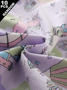 SHEIN 隨機10件女童幼兒簡單時尚全印花卡通動物愛心小馬草莓圖案三角內褲 女童內衣 秋季 - 彩色 - 查看 4