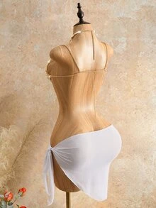 Mistrie 女款性感島嶼海灘度假串珠超短細肩帶背心 - 金色 - 查看 7