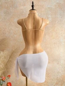 Mistrie 女款性感島嶼海灘度假串珠超短細肩帶背心 - 金色 - 查看 4