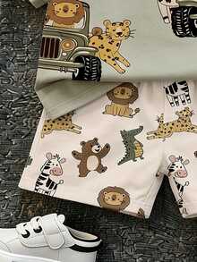 Baby Boy Casual Minimalist T-Shirt Set Suitable For Summer - Multicolor - View 5