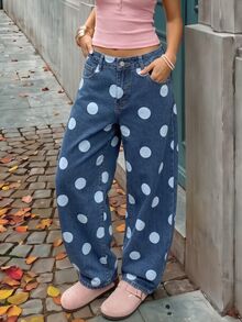 Rivivi Petite Y2K Women's Denim Curved Leg Pants - Medium Wash - View 6