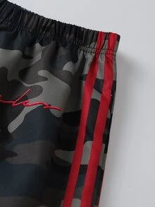 Girls' Camouflage Letter Street Style Patchwork Versatile Sports Casual Long Pants, Fall Back To School/School Clothes Fall Clothes - Army Green - View 5