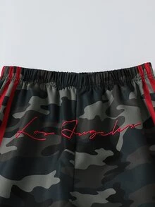 Girls' Camouflage Letter Street Style Patchwork Versatile Sports Casual Long Pants, Fall Back To School/School Clothes Fall Clothes - Army Green - View 9