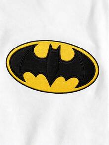 BATMAN X SHEIN Manfinity EMRG 男士夏季休閒刺繡細節T恤 - 白色 - 查看 7