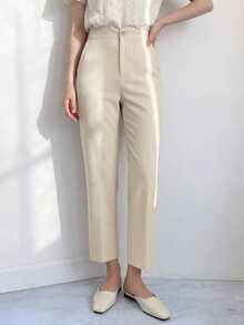 DAZY High Waist Straight Leg Trousers - Beige - View 11