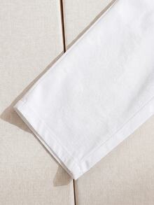 SHEIN LMoss Kids 青少年男孩休閒寬鬆純色 Polo 領短袖上衣與長褲 2 件套裝 - 白色 - 查看 8