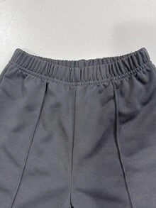 2件組小男孩學院風深灰色 Polo 領運動衫與長褲套裝，馬匹圖案長袖運動服，秋冬校園穿搭 - 深灰色 - 查看 8