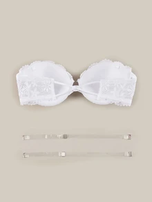 Bralution Women's Lace Trim Sexy Strapless Everyday Bra - White - View 11