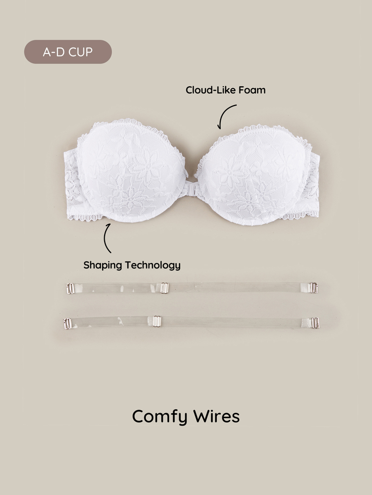 Bralution Women's Lace Trim Sexy Strapless Everyday Bra - White - View 2