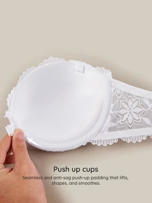 Bralution Women's Lace Trim Sexy Strapless Everyday Bra - White - View 4