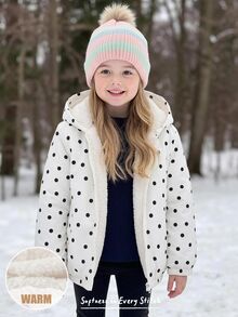 Cozy Pixies Young Girl Young Girl Young Girl Young Girl 圖案連帽夾克，秋冬款，優雅可愛，適合日常穿著與上學 - 彩色 - 查看 2