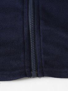 女童 2 件套，純色立領拉鍊長袖上衣與長褲，適合夏秋休閒、日常穿著與校園穿著，運動休閒風 - 藏蓝色 - 查看 4