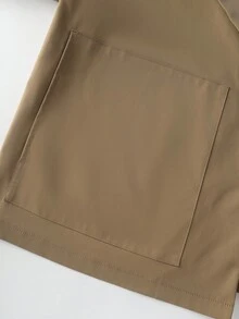 GlowEve CURVE 大码女式休闲无袖短款纯色西装外套 - 卡其色 - 查看 7