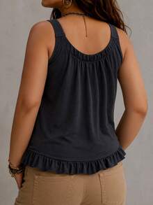 Ceyna Plus Size Women's French Casual Gothic Elegant Graphic Print Camisole Tank Top Beach Vacation Black Summer - Black - View 3