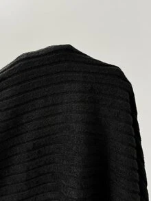 SHEIN EZwear Gaun Atasan Pendek Warna Polos Ukuran Besar untuk Musim Gugur - Hitam - View 7