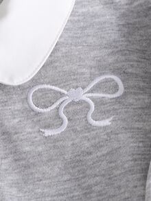 女童灰色蝴蝶結刺繡領運動衫 秋季 - 藏蓝色 - 查看 7