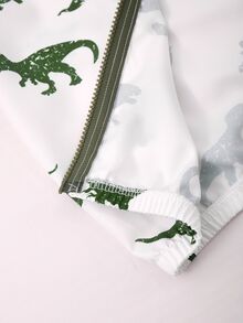 SHEIN 1件男童可愛恐龍印花夾克，休閒嬰兒日常穿著，適合外出、度假、拍照、學校秋季 - 白色 - 查看 4