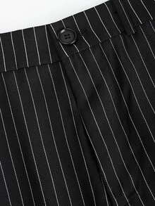 Manfinity Mode Men 1pc Vertical Striped Waistcoat & 1pc Suit Pants - Black - View 7