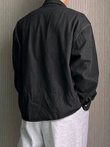 DAZY Men's Black Washed Vintage Denim Shirt, Autumn - Black - View 2