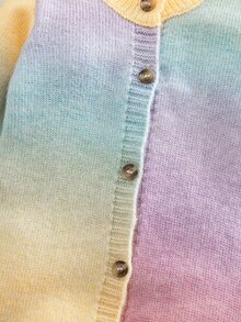 SHEIN 女嬰針織漸層休閒圓領長袖連身毛衣，街頭/外出穿搭，秋冬必備 - 彩色 - 查看 5