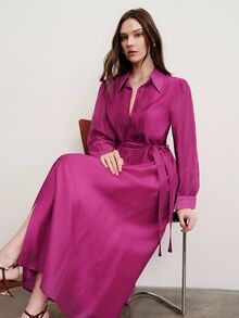 Aveloria Modichic 通勤風腰帶裝飾時尚優雅百褶絎縫修身顯瘦長洋裝 - 紫色 - 查看 8