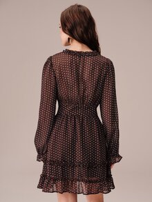 BELROSIE Women's Deep V-Neck Polka Dot Casual Daily Summer Mini Dress - Multicolor - View 3