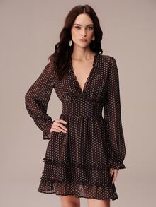 BELROSIE Women's Deep V-Neck Polka Dot Casual Daily Summer Mini Dress - Multicolor - View 6