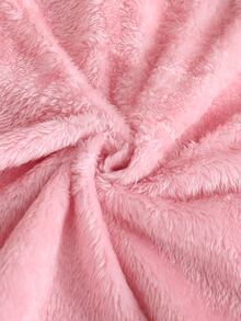 SHEIN Explorewe 女童粉色雙排扣抓絨內裡連帽夾克，可愛學院風徽章風衣，休閒喇叭下擺，秋冬保暖保溫外套 - 粉色 - 查看 3