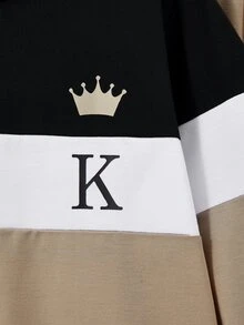 青少年男孩休閒舒適長袖連帽衛衣與長褲套裝 - 卡其色 - 查看 5