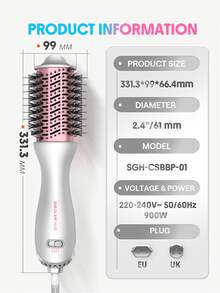 SHEGLAM HAIR Cool Shield Blowout Brush Pro,2.8"/72mm Hot & Cool Air Blow Dryer Brush,Hot-Air Styler,Cool Shield Tech,33000 Rpm,Cool Air Sets Styles Reduced Frizziness,3 Temps & Speeds,360° Swivel Cord For All Lengths & Textures - Silver - View 13