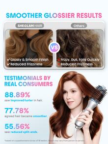 SHEGLAM HAIR Cool Shield Blowout Brush Pro,2.8"/72mm Hot & Cool Air Blow Dryer Brush,Hot-Air Styler,Cool Shield Tech,33000 Rpm,Cool Air Sets Styles Reduced Frizziness,3 Temps & Speeds,360° Swivel Cord For All Lengths & Textures - Silver - View 4