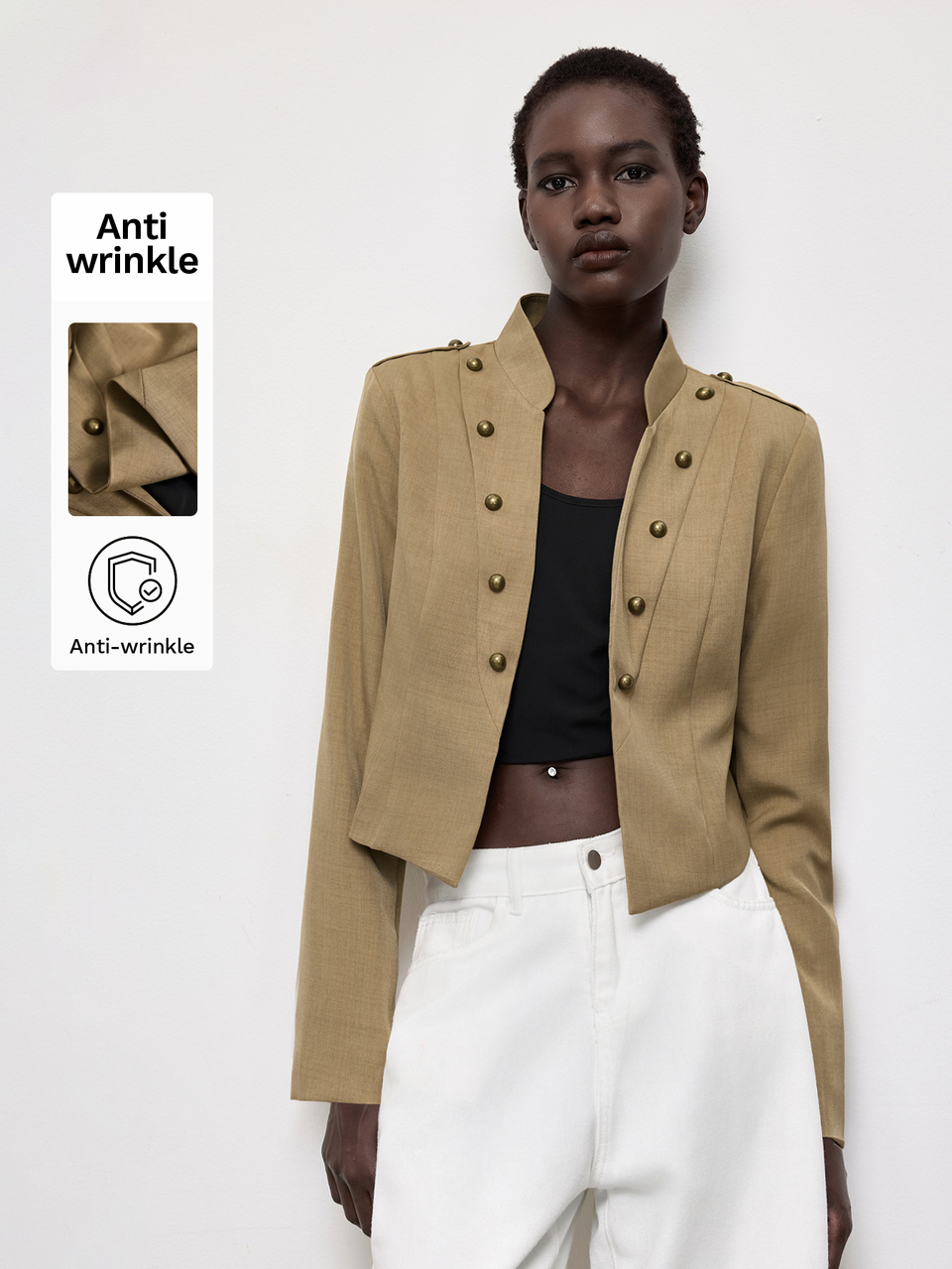 SHEIN Maija Women's Fashion Versatile Streetwear Button Long Sleeve Jacket