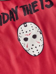 Friday the 13th X ROMWE 恐怖電影聯名款女用無線無肩帶內衣內褲套裝 - 彩色 - 查看 3