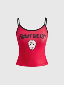 Friday the 13th X ROMWE 恐怖電影聯名款女用無線無肩帶內衣內褲套裝 - 彩色 - 查看 5