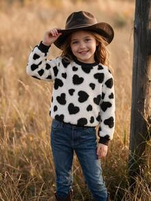 Emery Rose Kids Emery Rose Kids 女童兒童針織愛心圖案人造毛皮休閒衛衣 秋冬款 - 彩色 - 查看 3