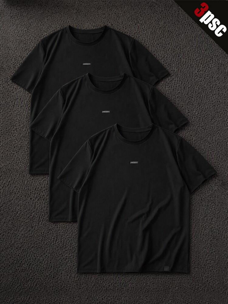 Mainfolk Knitted Casual Short Sleeve T-Shirt Bundle - Black - View 2