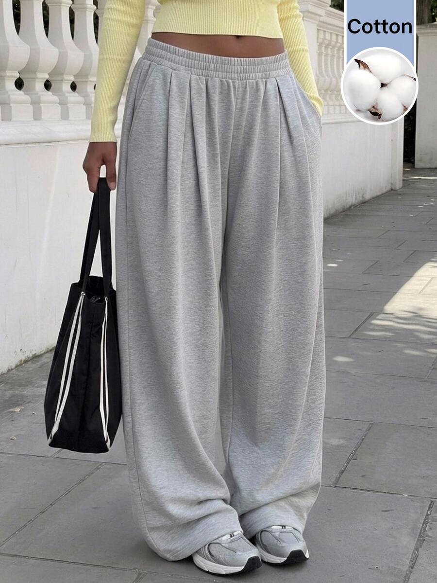 SHEIN Girlism Teen Girl Teen Girls Sweatpants Grey, Loose-Fitting, Versatile, Casual Basic Sweatpants - Grey - View 1