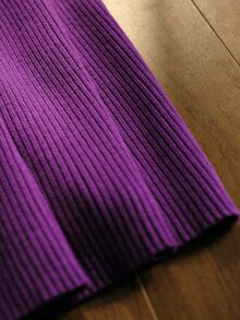 MOTF PREMIUM LIGHT LUXURY EXQUISITE LACE SHOULDER SEXY RIBBED SLIMMING KNIT SWEATER TOP - Purple - View 8