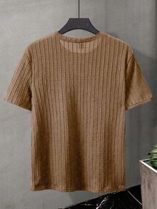 Manfinity Homme Men's Solid Color Crew Neck Short Sleeve T-Shirt - Brown - View 2