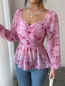 Modelyn 新款春夏蝴蝶印花雪纺衬衫，收腰显瘦设计 - 彩色 - 查看 7