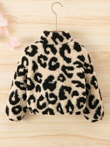 Emery Rose Kids Emery Rose Kids 女童針織仿皮草豹紋休閒立領秋冬夾克外套 - 彩色 - 查看 6