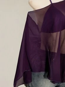 SHEIN ICON 大尺碼雪紡外套與三角罩杯綁帶背心 2件組女款上衣 - 紫色 - 查看 5