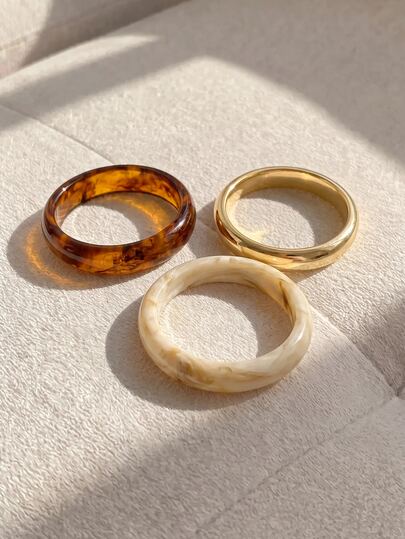 Resyla Set de 3 pulseras de estilo vintage en tono marrón con brazalete dorado, para uso de mujeres (por favor, revise los detalles de talla antes de la compra)