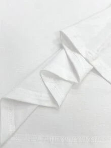 Lalippa 女款不對稱肩卡通印花長袖上衣，適合週末外出 - 白色 - 查看 4