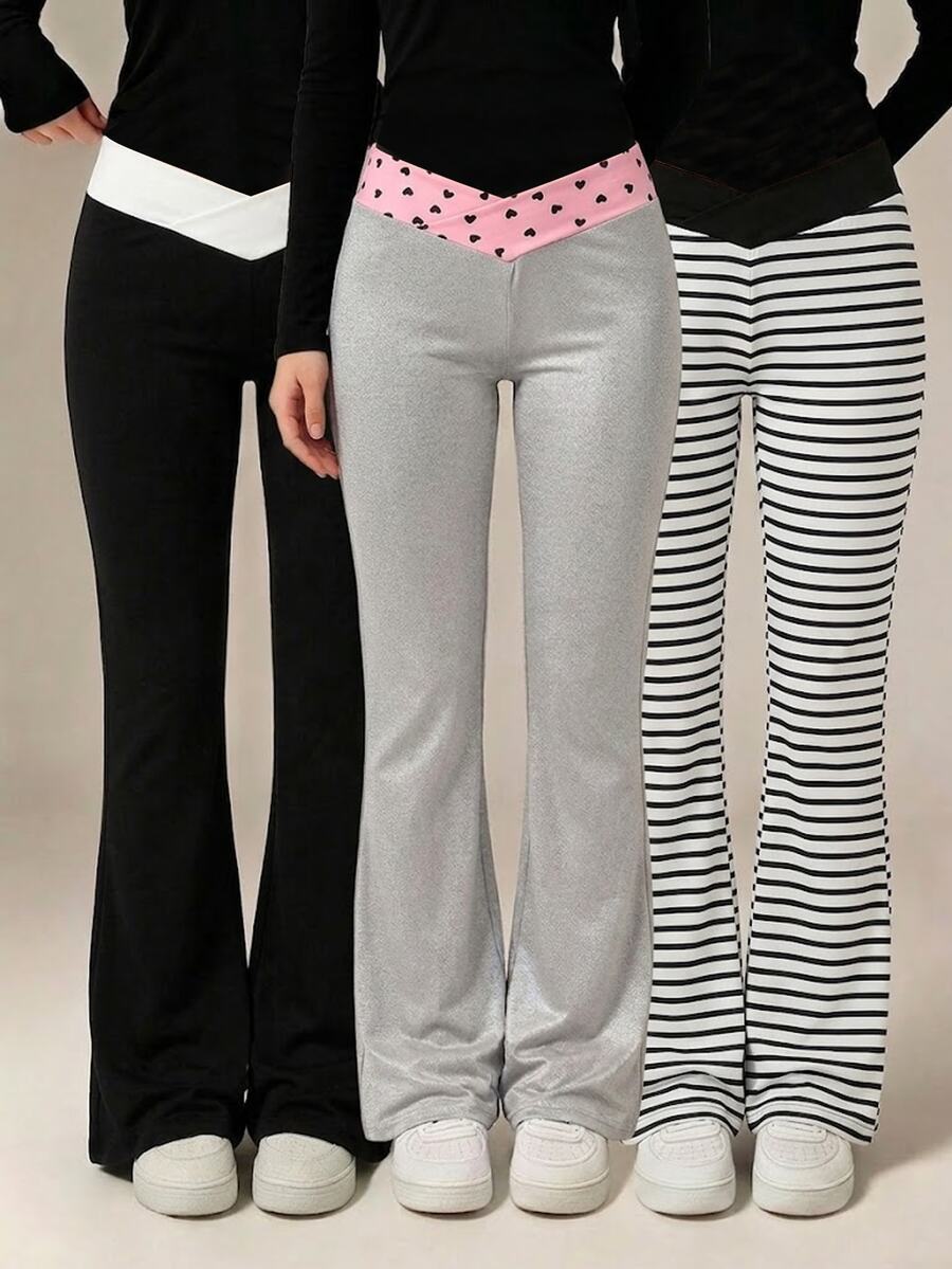 SHEIN 青少年女孩長褲 開學季休閒日常穿著 - 彩色 - 查看 1