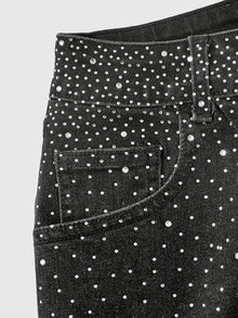 ACID BLVD Summer Autumn Winter Spring Y2K Rock Gradient Rhinestone Embellished Slim Straight Leg Jeans - Black - View 11