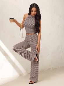 SHEIN PETITE Women Two-Piece Outfits - Brown - View 5