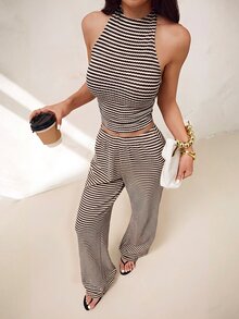 SHEIN PETITE Women Two-Piece Outfits - Brown - View 3